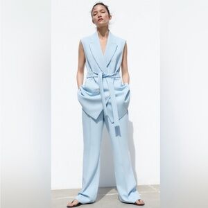 NWT Zara 2-Piece Long Belted Vest and Matching Pants Set